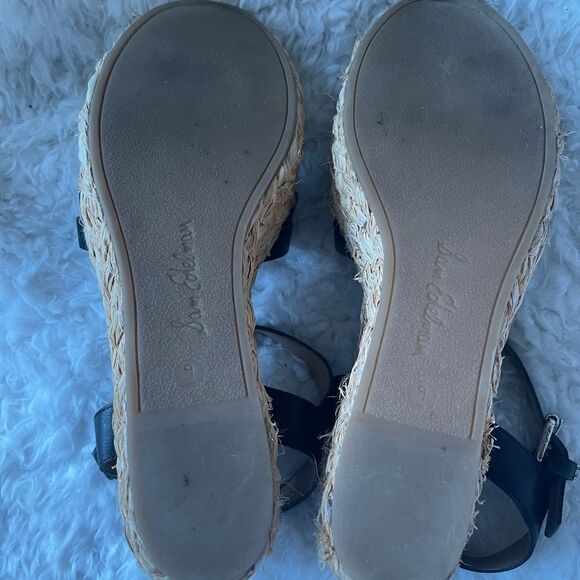 Sam Edelman Darline leather Black Espadrilles platform wedge strap sandals SZ9M - Picture 9 of 10